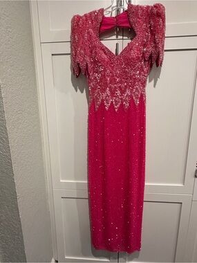 Fuchsia Vintage 1993 Beaded Prom/Pageant Dress - Women